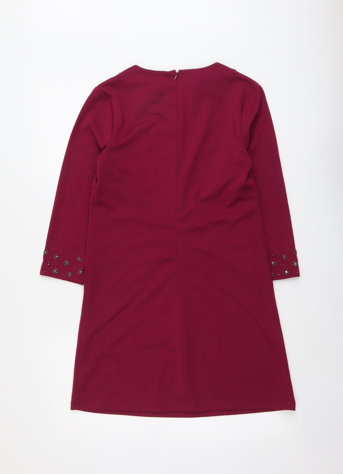 Warehouse Womens Purple Polyester A-Line Size 12 Round Neck Zip