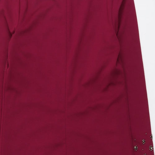 Warehouse Womens Purple Polyester A-Line Size 12 Round Neck Zip