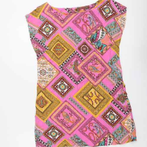 New Look Womens Multicoloured Geometric Viscose Mini Size 14 Round Neck Pullover