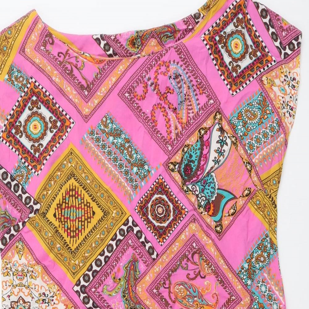 New Look Womens Multicoloured Geometric Viscose Mini Size 14 Round Neck Pullover