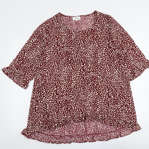 Stella Morgan Womens Purple Geometric Polyester Basic Blouse Size 10 Round Neck