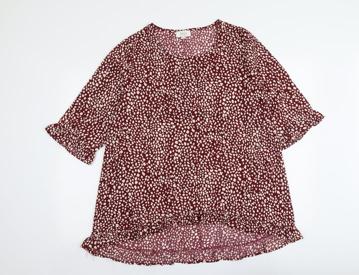 Stella Morgan Womens Purple Geometric Polyester Basic Blouse Size 10 Round Neck