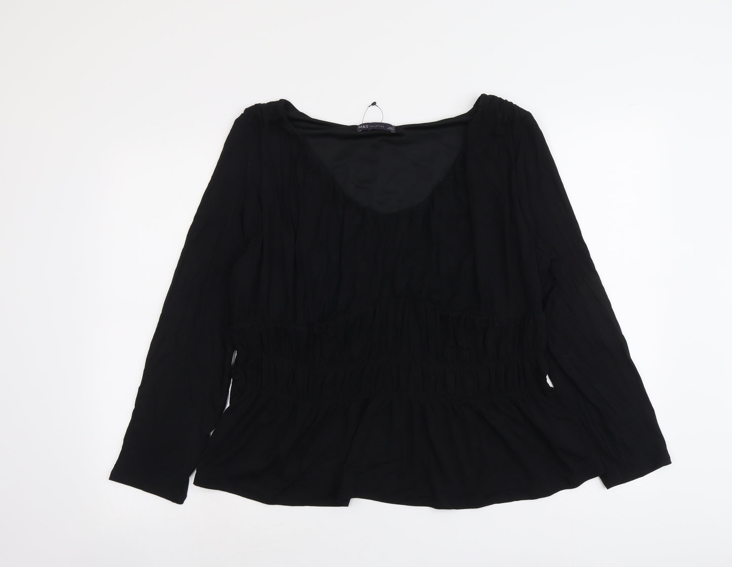 Marks and Spencer Womens Black Viscose Basic T-Shirt Size 18 Round Neck