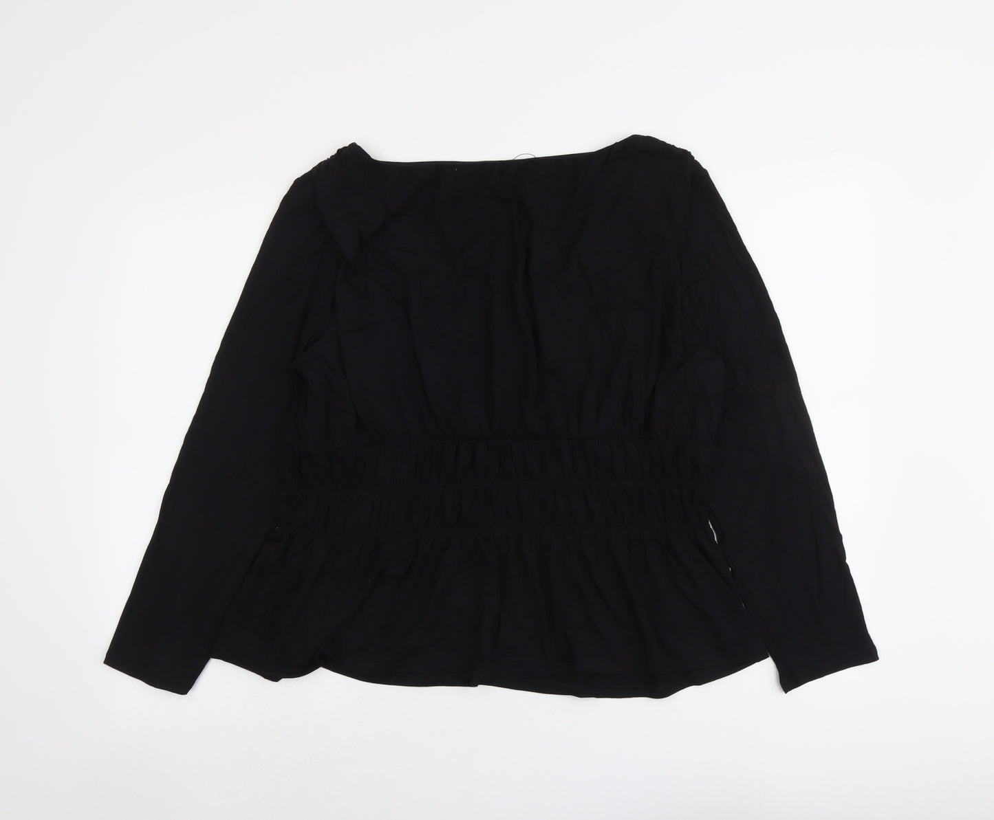 Marks and Spencer Womens Black Viscose Basic T-Shirt Size 18 Round Neck