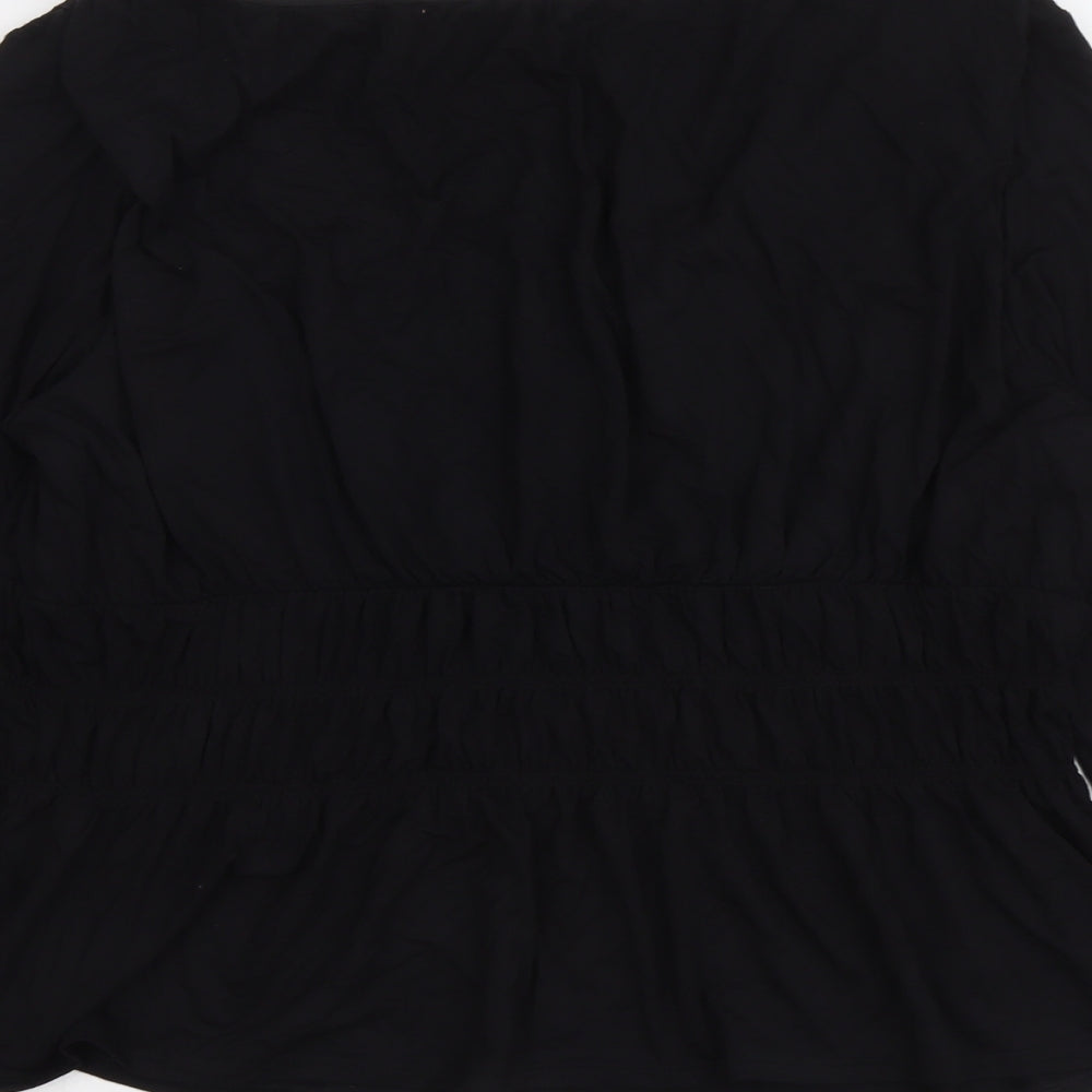 Marks and Spencer Womens Black Viscose Basic T-Shirt Size 18 Round Neck