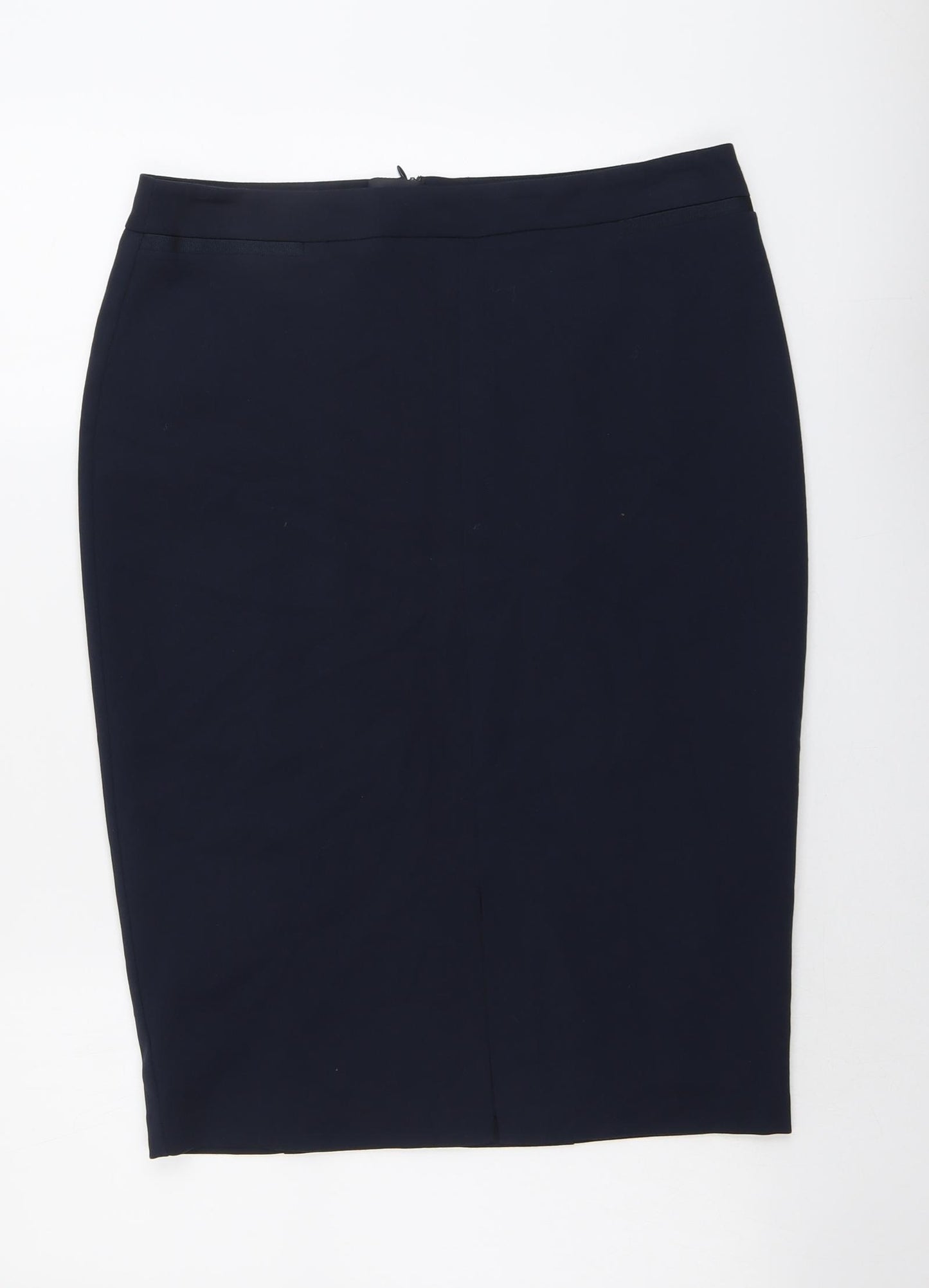 Marks and Spencer Womens Blue Polyester Straight & Pencil Skirt Size 14 Zip