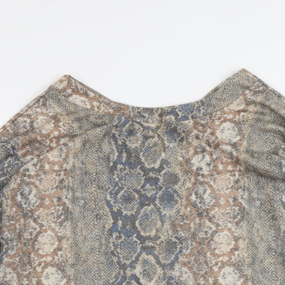 NEXT Womens Beige Round Neck Animal Print Polyester Pullover Jumper Size 14 - Snakeskin Pattern