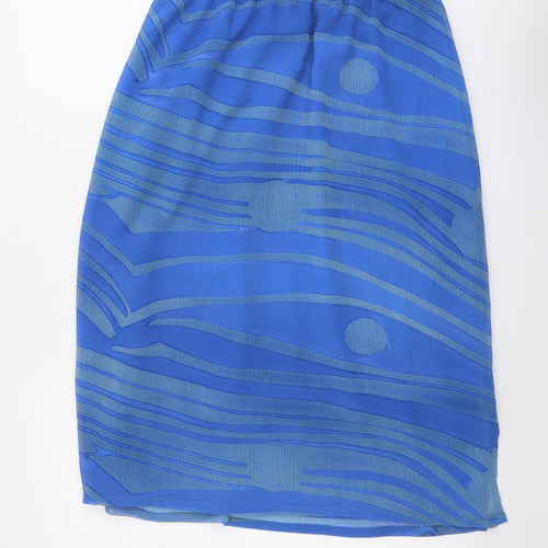 Doris Streich Womens Blue Geometric Polyester A-Line Skirt Size 16