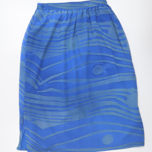 Doris Streich Womens Blue Geometric Polyester A-Line Skirt Size 16