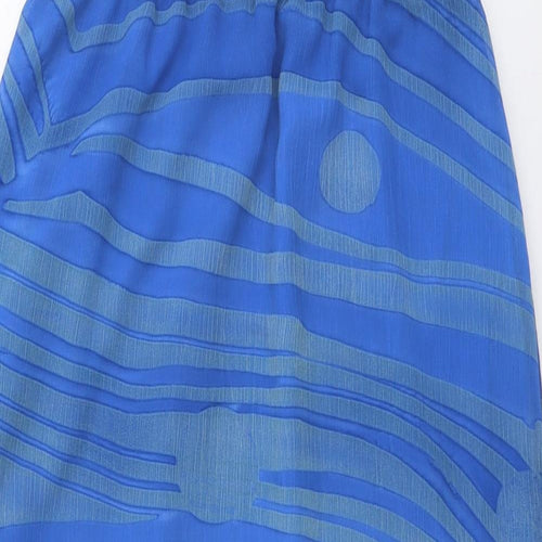 Doris Streich Womens Blue Geometric Polyester A-Line Skirt Size 16