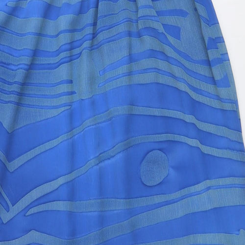 Doris Streich Womens Blue Geometric Polyester A-Line Skirt Size 16