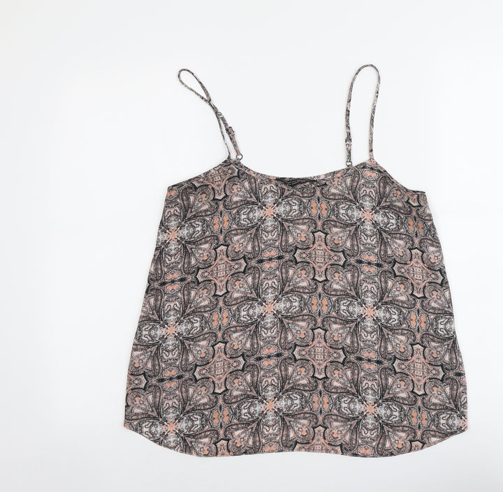 Dorothy Perkins Womens Pink Geometric Polyester Camisole Tank Size 10 Round Neck