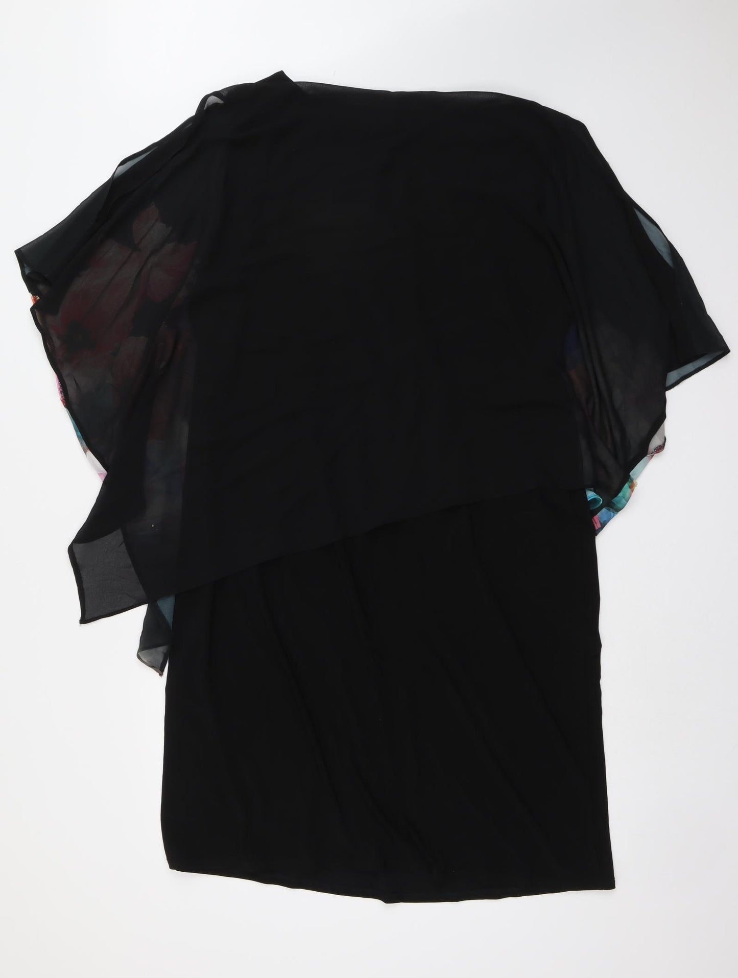 Wallis Womens Black Floral Polyester A-Line Size 20 Round Neck Pullover