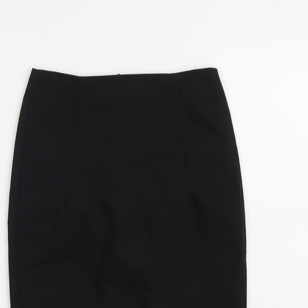 Zara Womens Black Polyester Straight & Pencil Skirt Size XS Zip