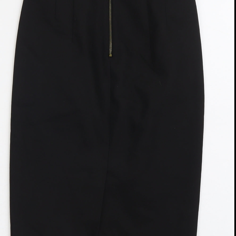 Zara Womens Black Polyester Straight & Pencil Skirt Size XS Zip
