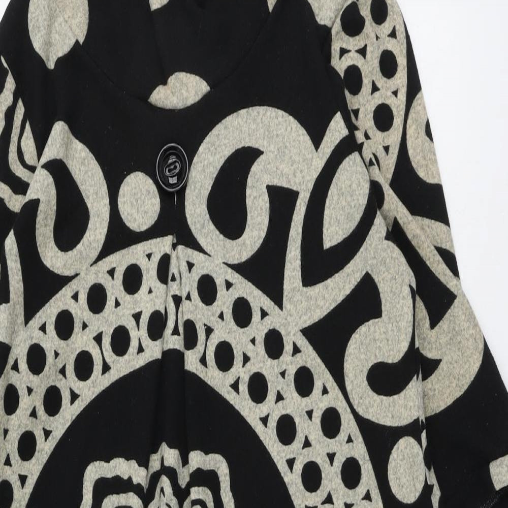 Purple Womens Black Geometric Polyester Jumper Dress Size M Round Neck Pullover