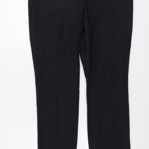 Marks and Spencer Womens Blue Striped Viscose Trousers Size 12 L30 in Regular Button