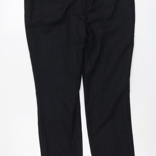 Marks and Spencer Womens Blue Striped Viscose Trousers Size 12 L30 in Regular Button