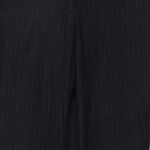Marks and Spencer Womens Blue Striped Viscose Trousers Size 12 L30 in Regular Button