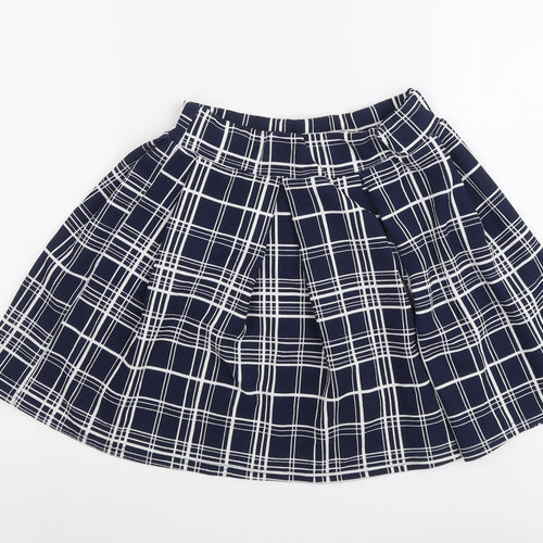 Boohoo Womens Blue Geometric Polyester Skater Skirt Size 8