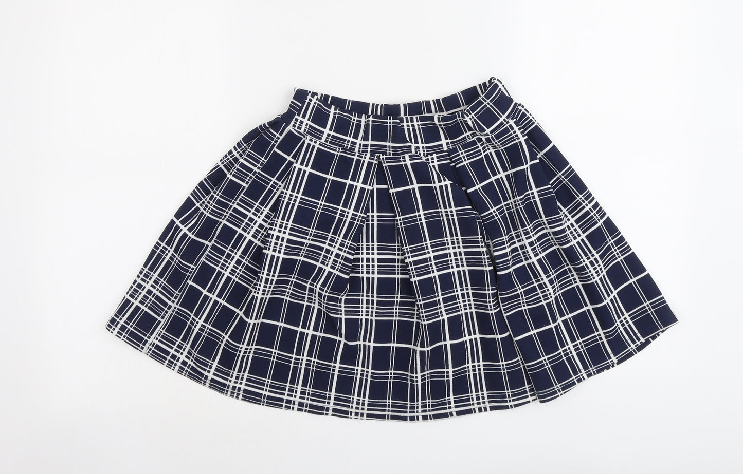 Boohoo Womens Blue Geometric Polyester Skater Skirt Size 8