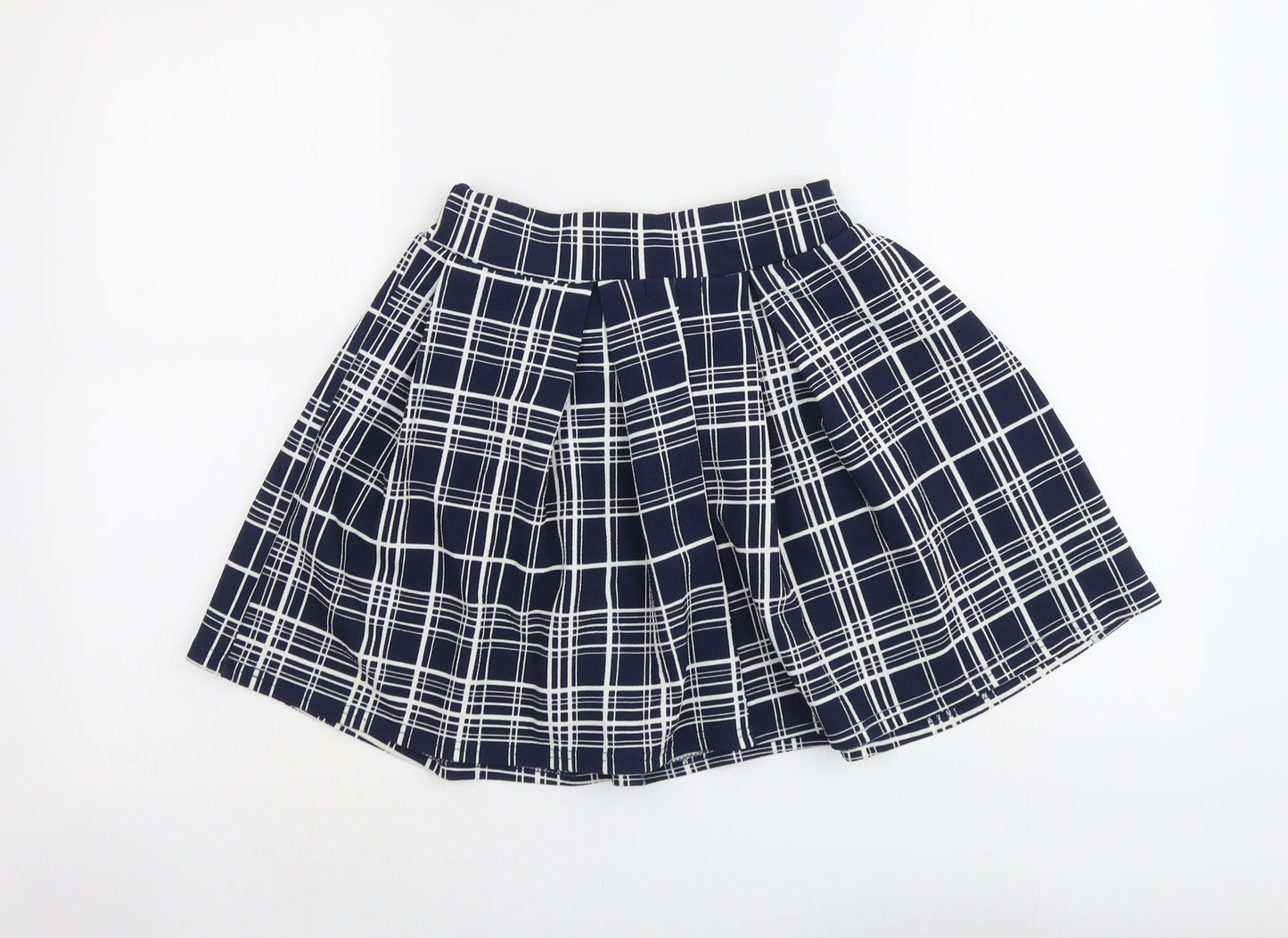 Boohoo Womens Blue Geometric Polyester Skater Skirt Size 8