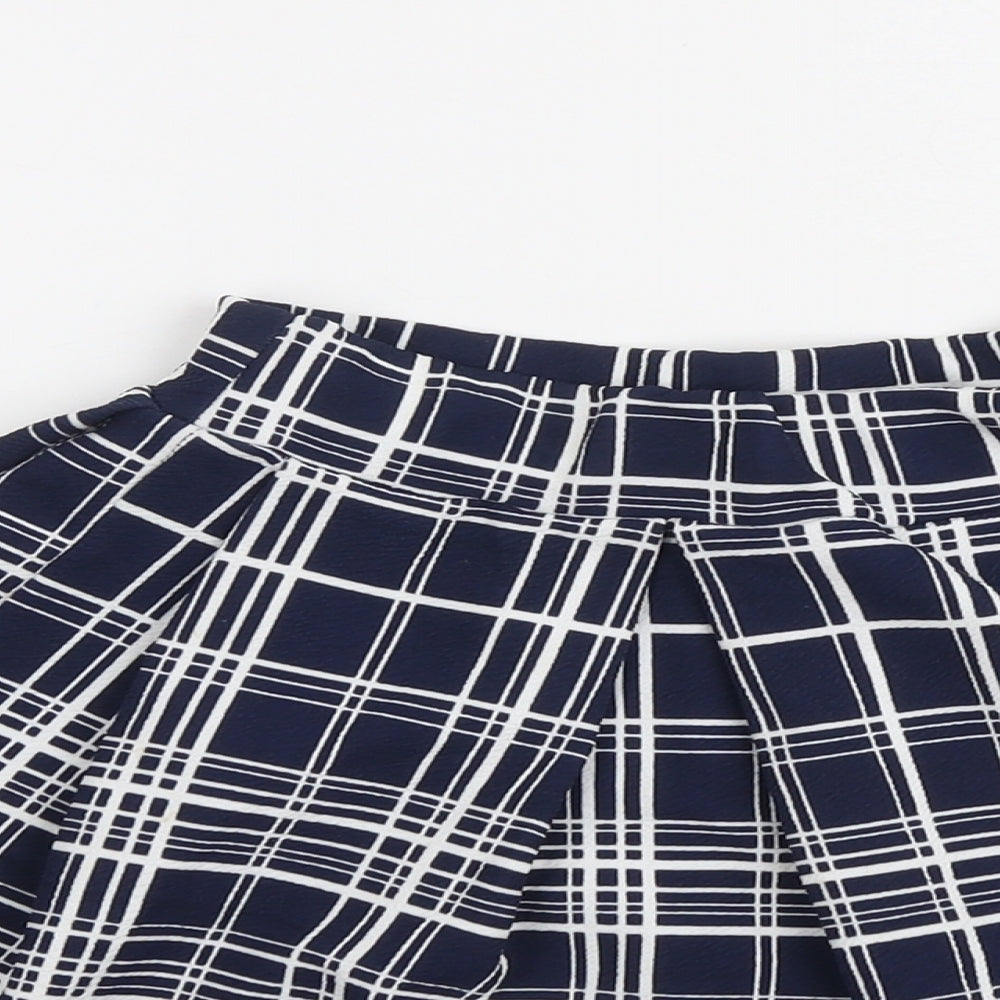 Boohoo Womens Blue Geometric Polyester Skater Skirt Size 8