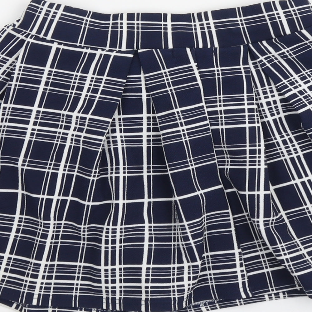 Boohoo Womens Blue Geometric Polyester Skater Skirt Size 8