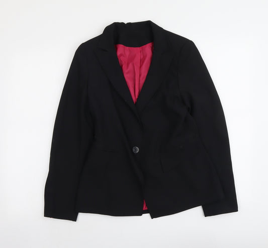 Bay Womens Black Polyester Jacket Blazer Size 12