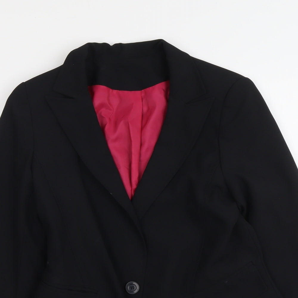 Bay Womens Black Polyester Jacket Blazer Size 12