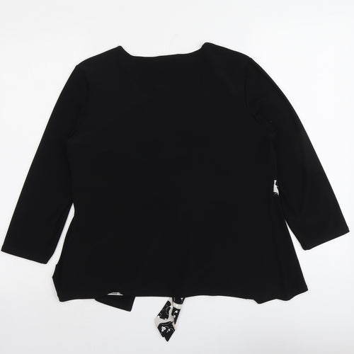 Saloos Womens Black Geometric Polyester Basic Blouse Size M Round Neck - Twin Set