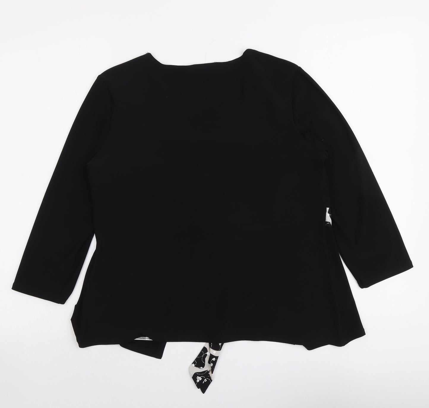 Saloos Womens Black Geometric Polyester Basic Blouse Size M Round Neck - Twin Set