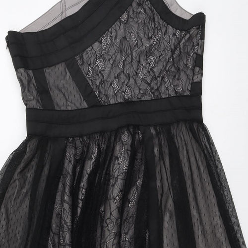 Therapy Womens Black Geometric Polyamide Trapeze & Swing Size 12 One Shoulder Zip
