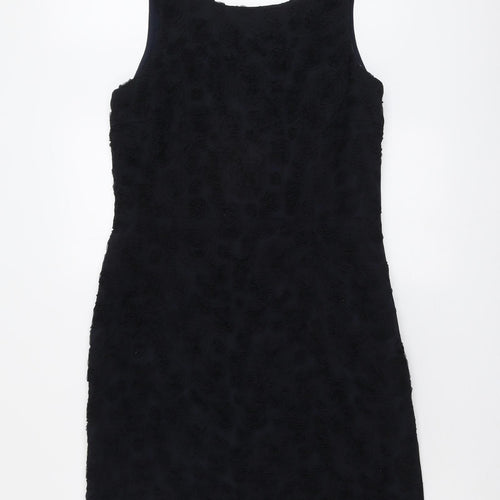 Avoca Womens Black Geometric Polyester A-Line Size 10 Round Neck Pullover
