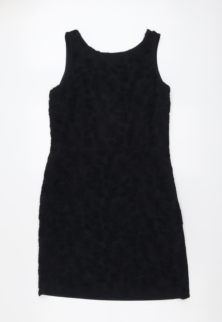 Avoca Womens Black Geometric Polyester A-Line Size 10 Round Neck Pullover