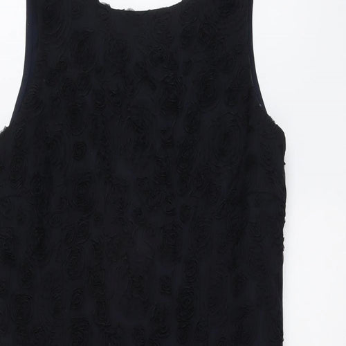 Avoca Womens Black Geometric Polyester A-Line Size 10 Round Neck Pullover