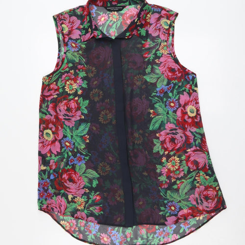 Dorothy Perkins Womens Multicoloured Floral Polyester Basic Button-Up Size 12 Collared