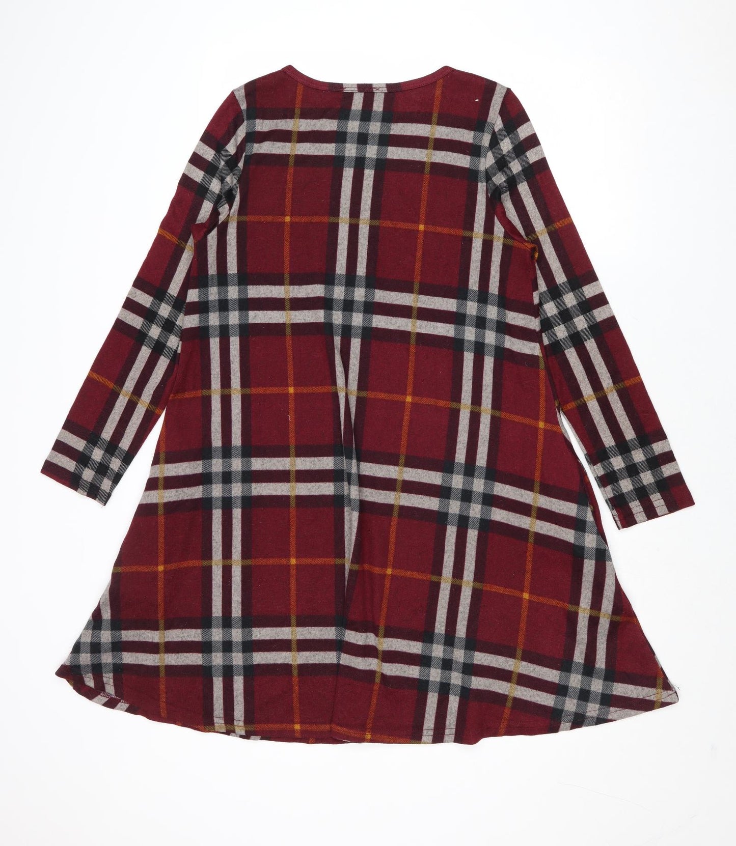 Roman Womens Multicoloured Plaid Polyester Trapeze & Swing Size 12 Round Neck Pullover