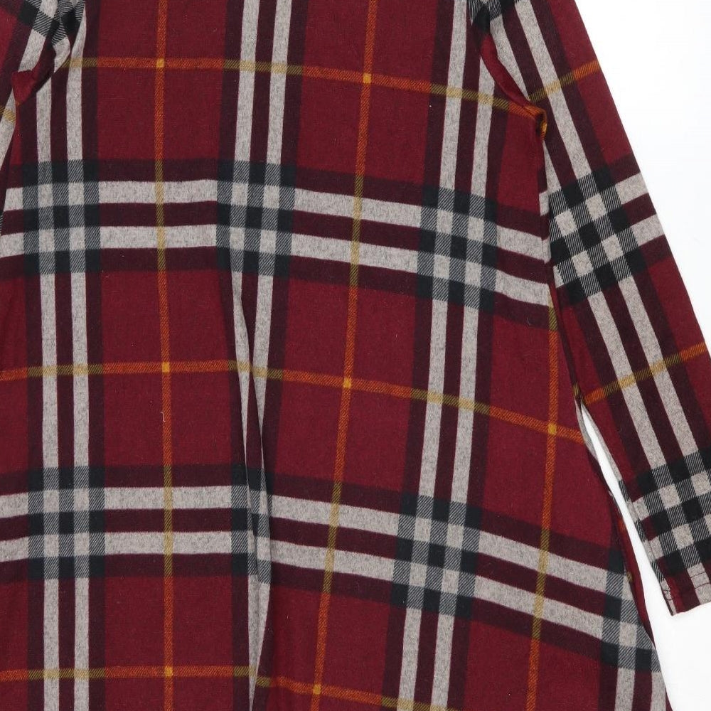 Roman Womens Multicoloured Plaid Polyester Trapeze & Swing Size 12 Round Neck Pullover