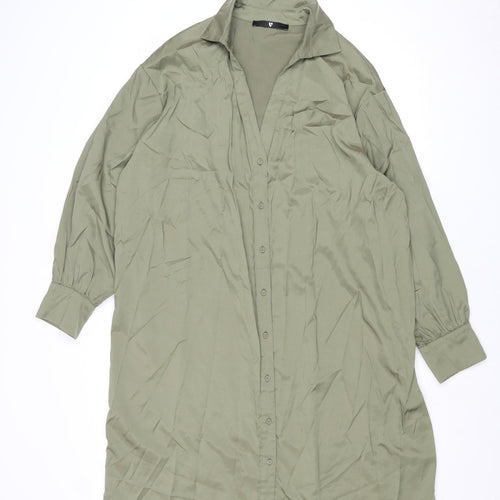 Very Womens Green Viscose Shirt Dress Size 18 Collared Button