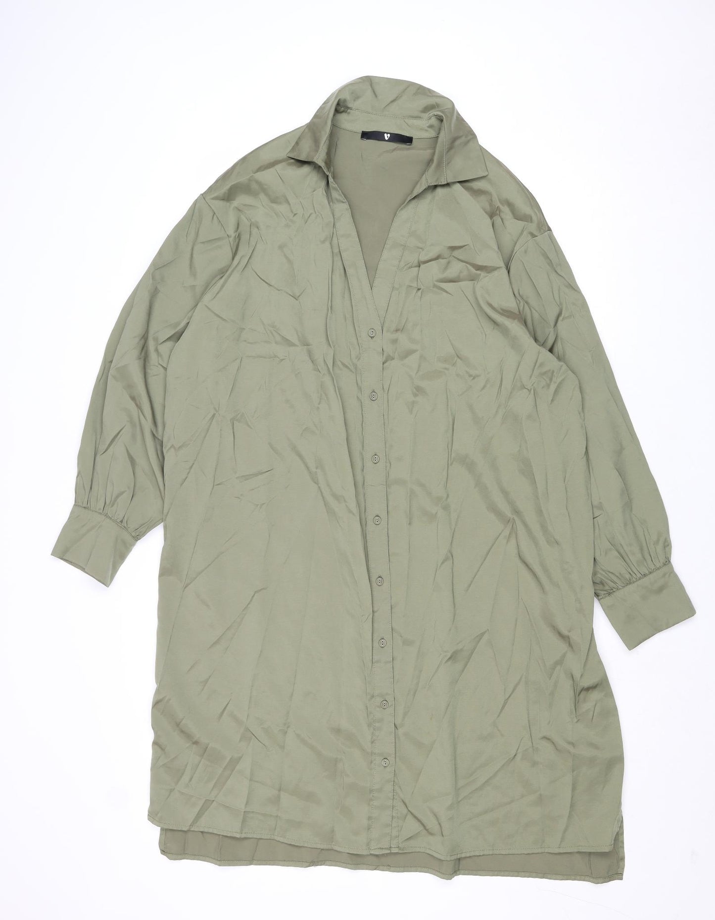Very Womens Green Viscose Shirt Dress Size 18 Collared Button