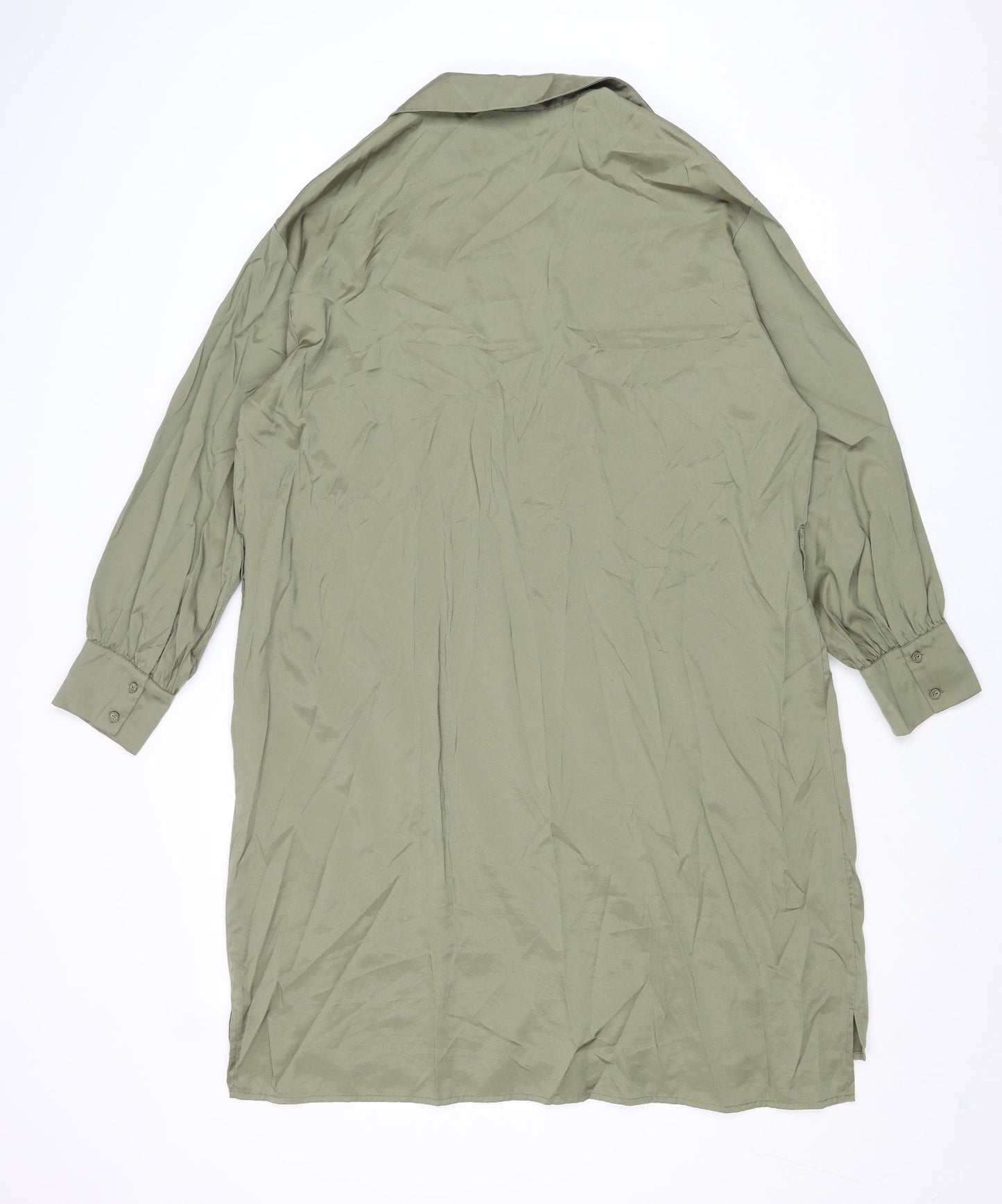Very Womens Green Viscose Shirt Dress Size 18 Collared Button