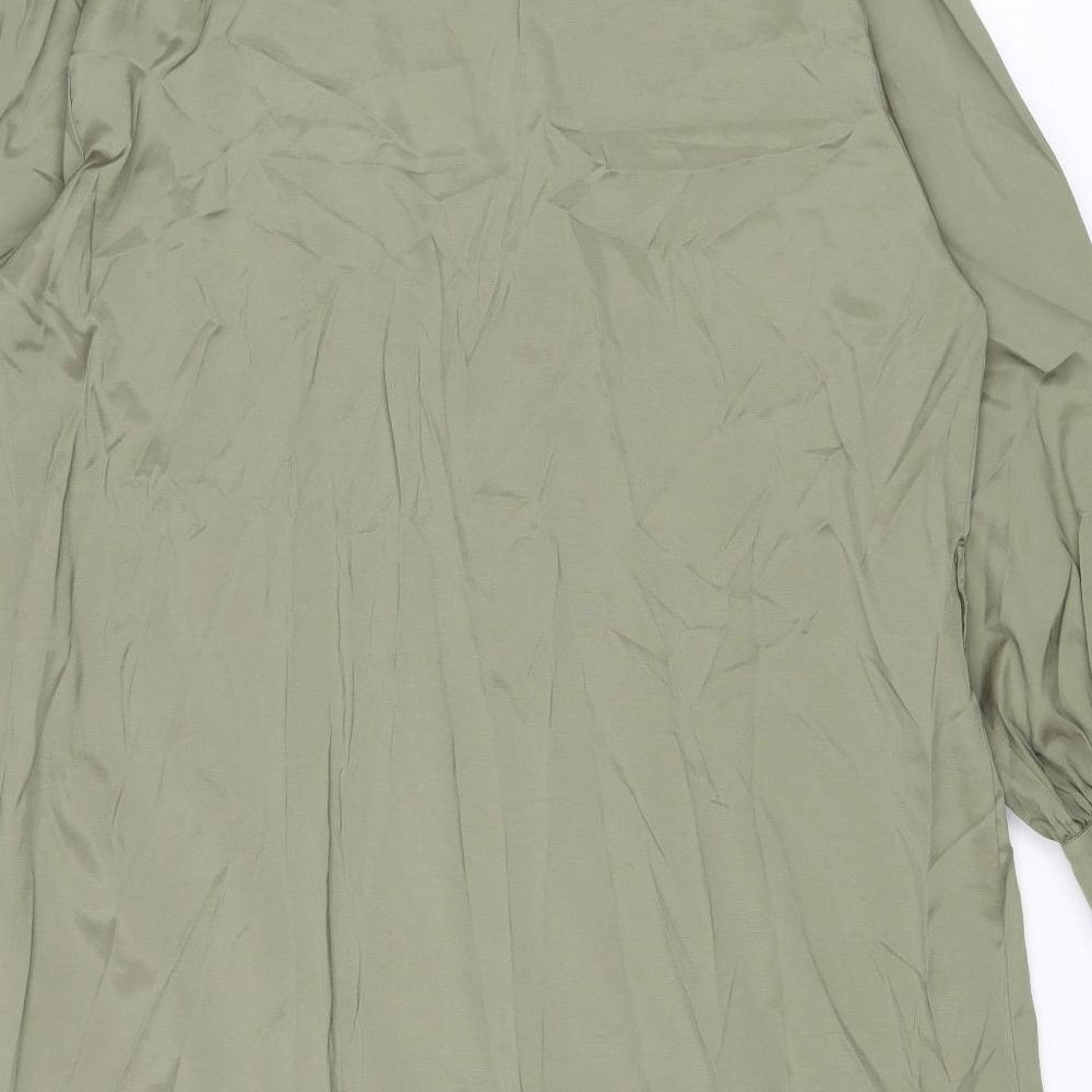 Very Womens Green Viscose Shirt Dress Size 18 Collared Button