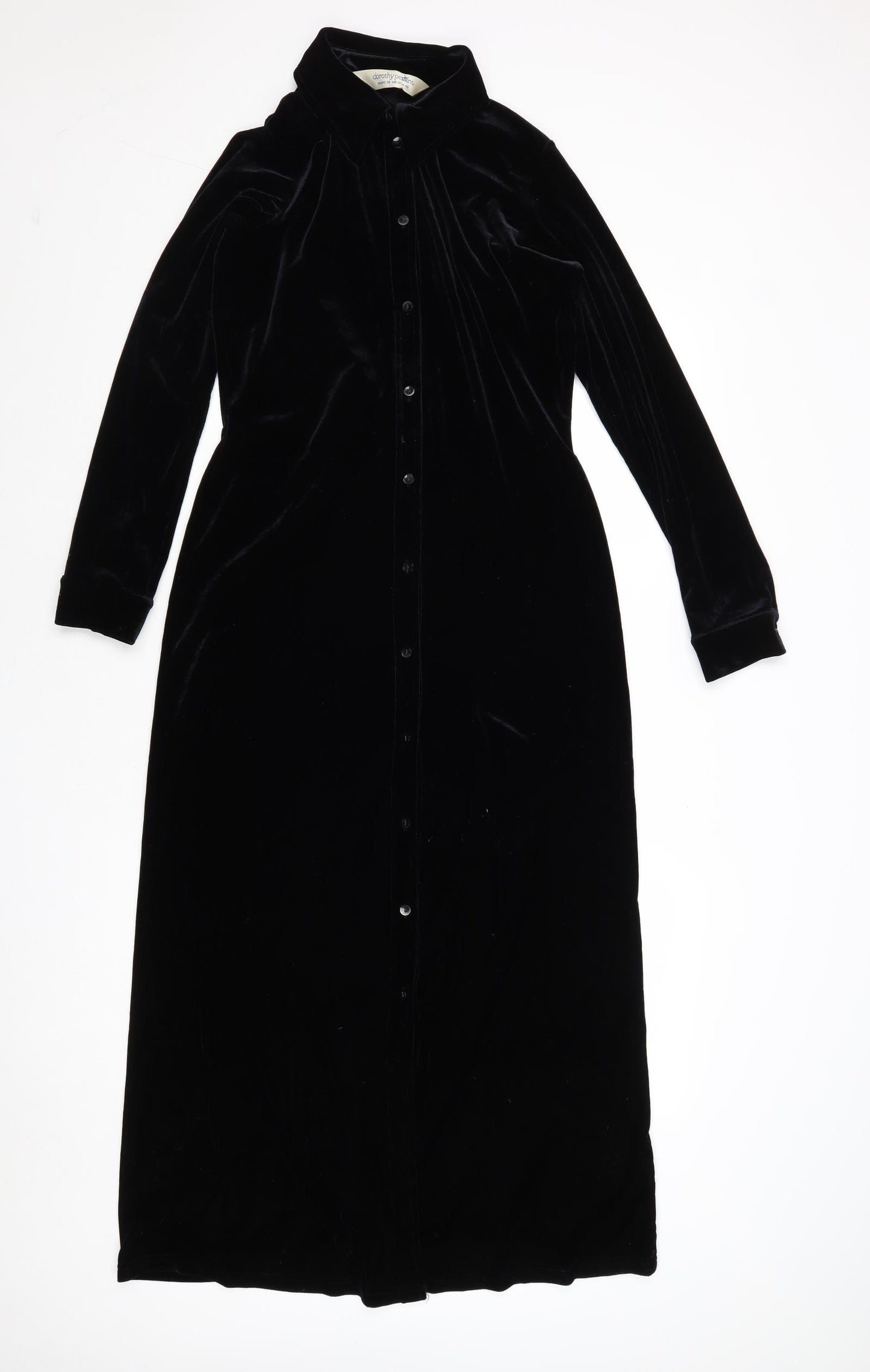Dorothy Perkins Womens Black Polyester Shirt Dress Size 10 Collared Button