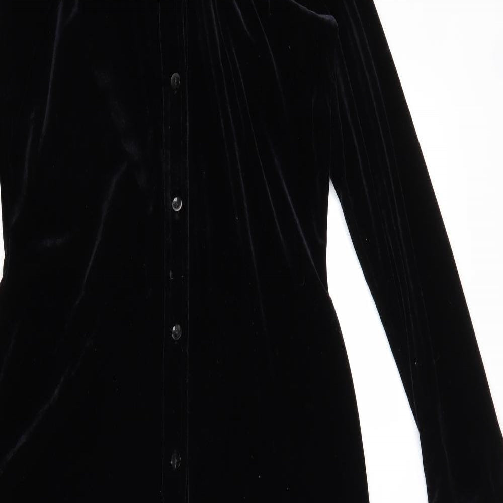 Dorothy Perkins Womens Black Polyester Shirt Dress Size 10 Collared Button