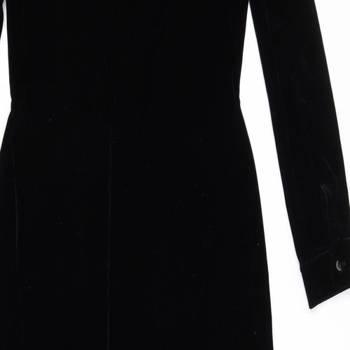 Dorothy Perkins Womens Black Polyester Shirt Dress Size 10 Collared Button