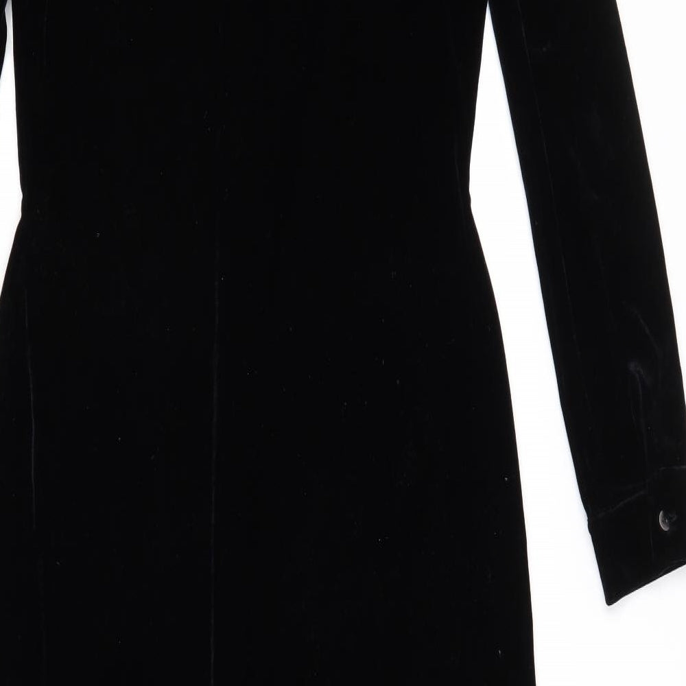 Dorothy Perkins Womens Black Polyester Shirt Dress Size 10 Collared Button