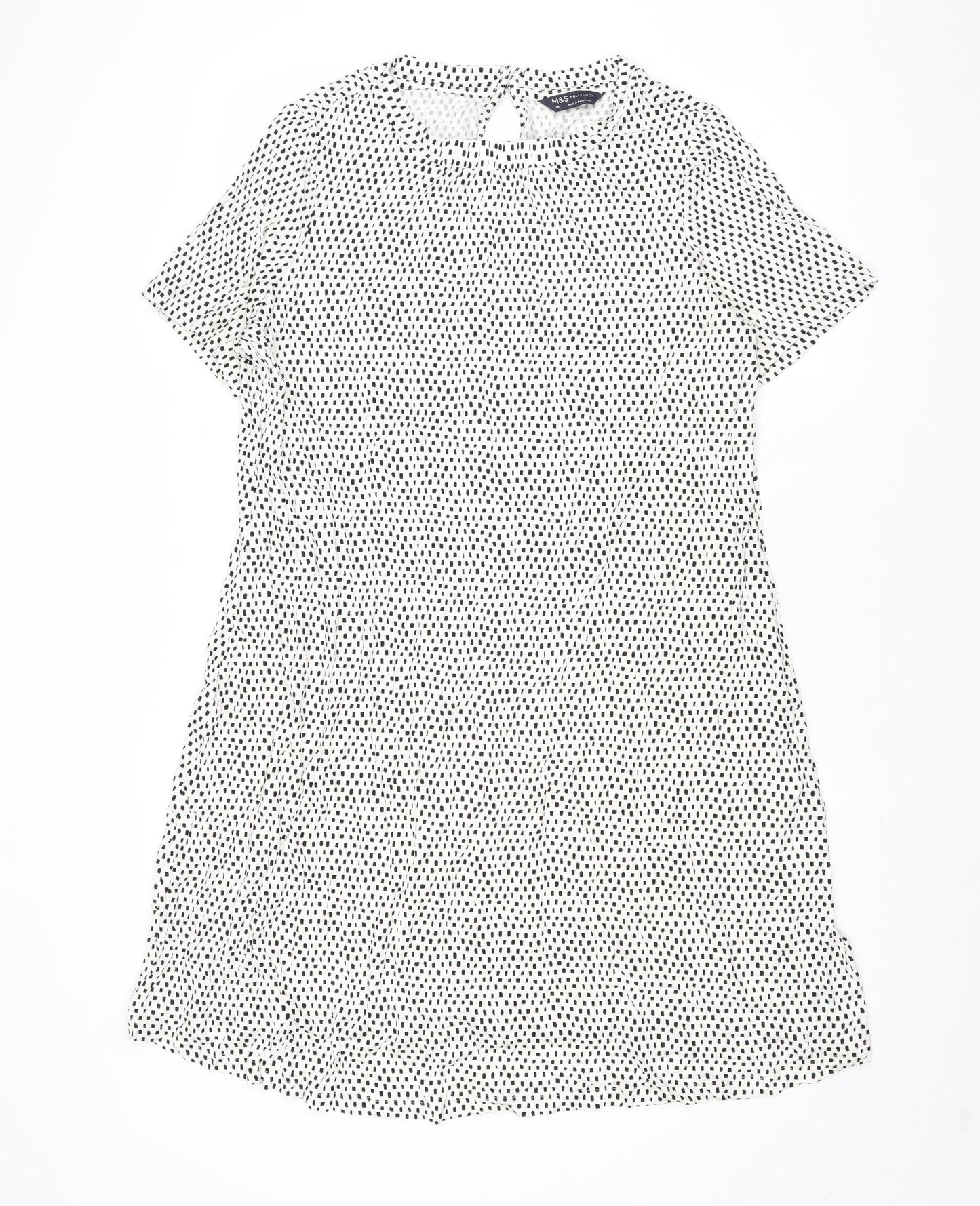 Marks and Spencer Womens Multicoloured Geometric Viscose Trapeze & Swing Size 18 Round Neck Button