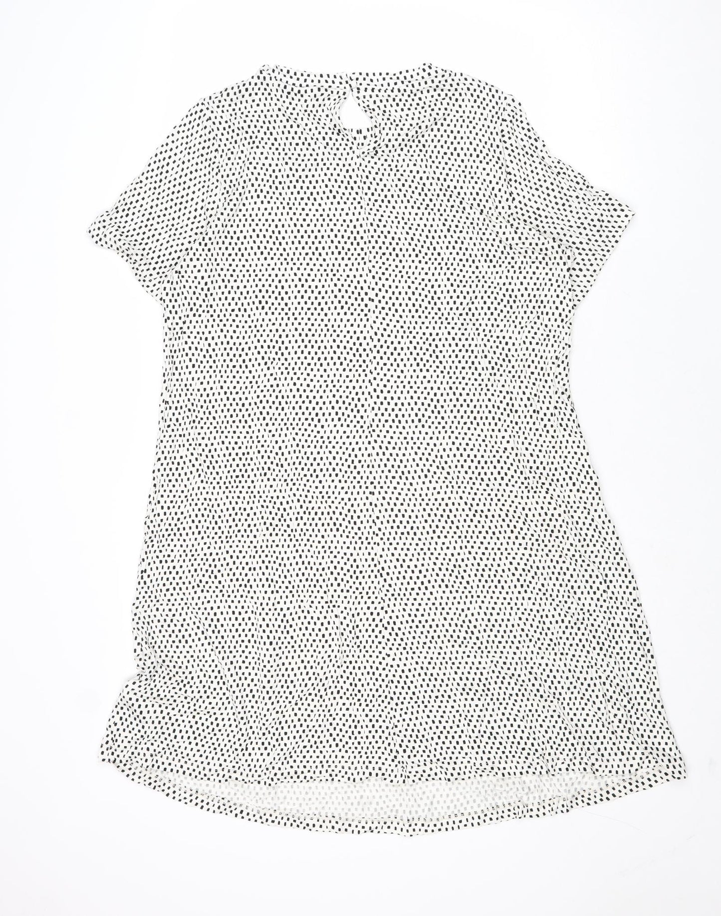 Marks and Spencer Womens Multicoloured Geometric Viscose Trapeze & Swing Size 18 Round Neck Button