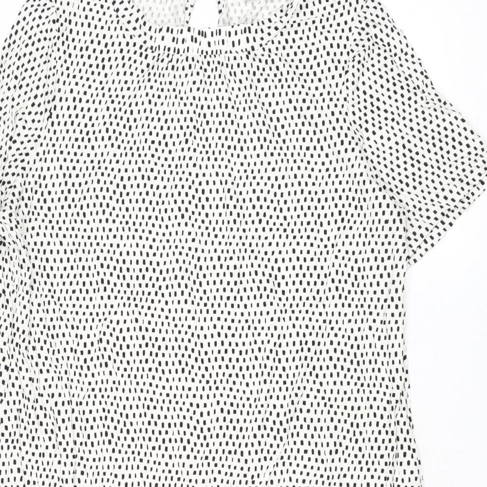 Marks and Spencer Womens Multicoloured Geometric Viscose Trapeze & Swing Size 18 Round Neck Button